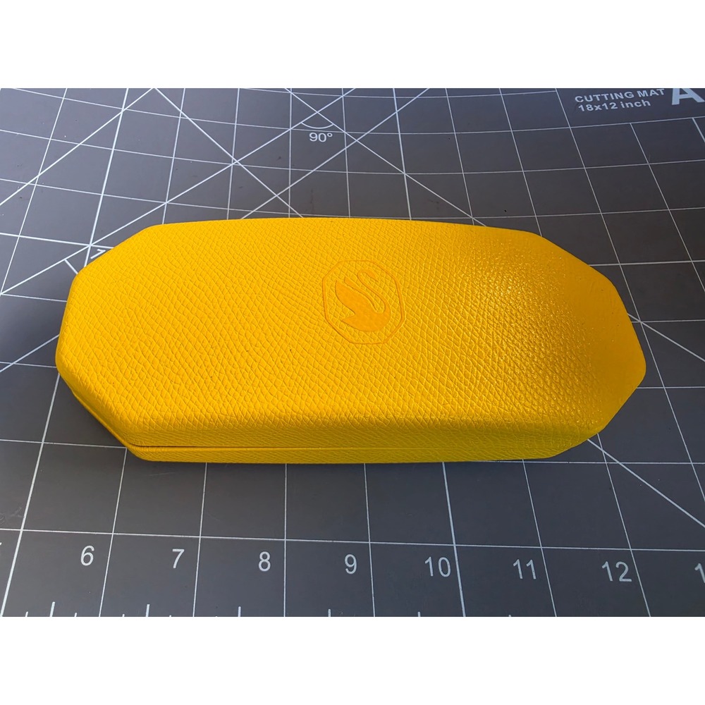 Swarovski Yellow Textured Hard Shell Sunglasses Eyeglasses Case Swan Logo